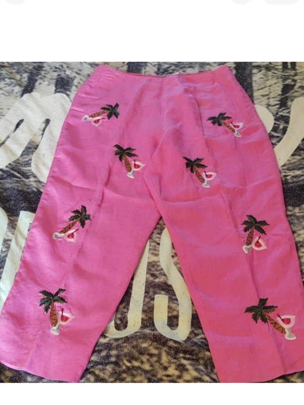 CJ Laing Linen Vacation Embroidered Pants 10